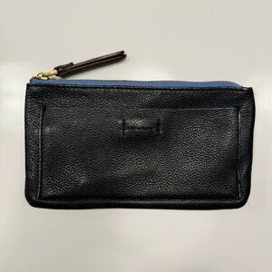 GAP Black Leather Wallet Wristlet Card Holder w/Zipper